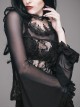 Gothic Rose Lace Round Neck Perspective Long Sleeve Women's T-shirt