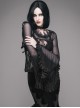 Gothic Rose Lace Round Neck Perspective Long Sleeve Women's T-shirt