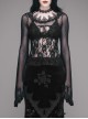 Gothic Rose Lace Round Neck Perspective Long Sleeve Women's T-shirt