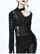 Gothic Black Lace-up Long Sleeve Embroidery Inclined Hem T-shirt