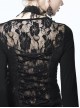 Gothic Black Lace-up Long Sleeve Embroidery Inclined Hem T-shirt