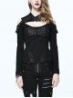 Gothic Punk Black Lace-up Individual Long Sleeve Stitching T-shirt