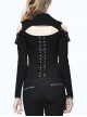 Gothic Punk Black Lace-up Individual Long Sleeve Stitching T-shirt