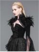Palace Style Gothic Black Lace Feather Stand Collar Lotus Leaf Sleeve Super Short Shawl