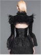 Palace Style Gothic Black Lace Feather Stand Collar Lotus Leaf Sleeve Super Short Shawl