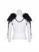 Palace Style Black Feather Leather Gothic Shoulder Knot
