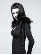 Palace Style Black Feather Leather Gothic Shoulder Knot