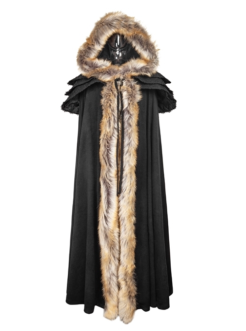 Wool Collar Black Gorgeous Gothic Long Womens Cloak