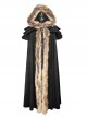 Wool Collar Black Gorgeous Gothic Long Womens Cloak