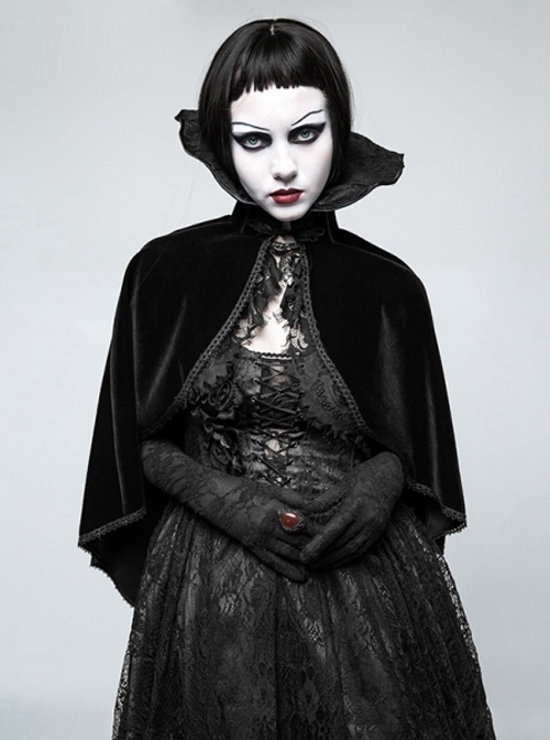 Black Retro Gorgeous Gothic Womens Cloak