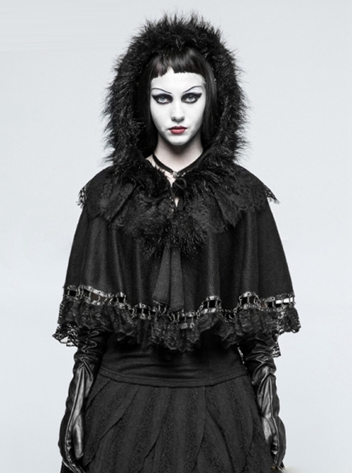Black Pure Cotton Gothic Lolita Womens Little Cloak