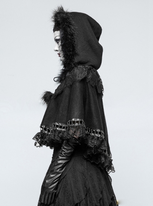 Black Pure Cotton Gothic Lolita Womens Little Cloak