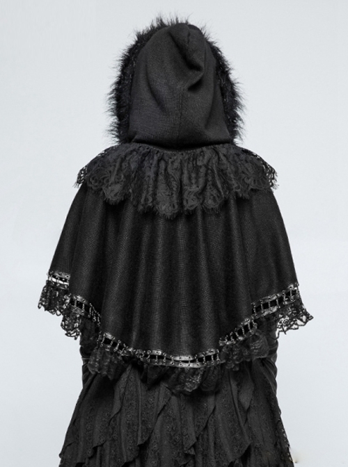Black Pure Cotton Gothic Lolita Womens Little Cloak