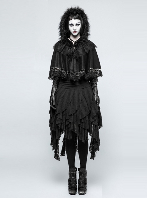 Black Pure Cotton Gothic Lolita Womens Little Cloak
