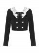 Retro Academy Doll Collar Bowknot Gothic Black Collar Jacket