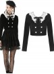 Retro Academy Doll Collar Bowknot Gothic Black Collar Jacket