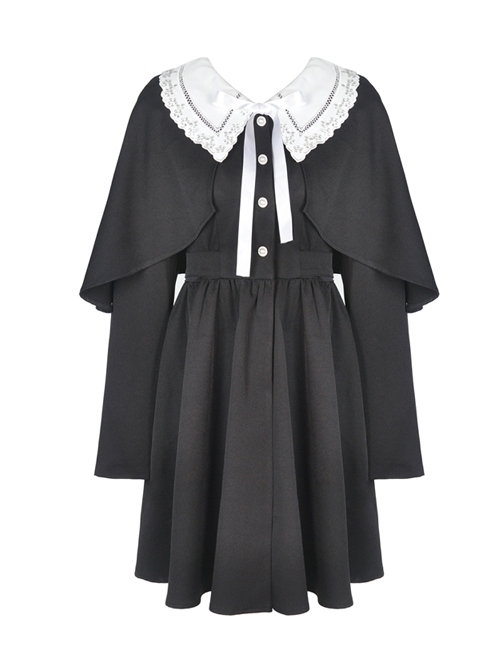Nuns Prayer Style Gothic Long Sleeve Fake Two Pieces Shawl Coat
