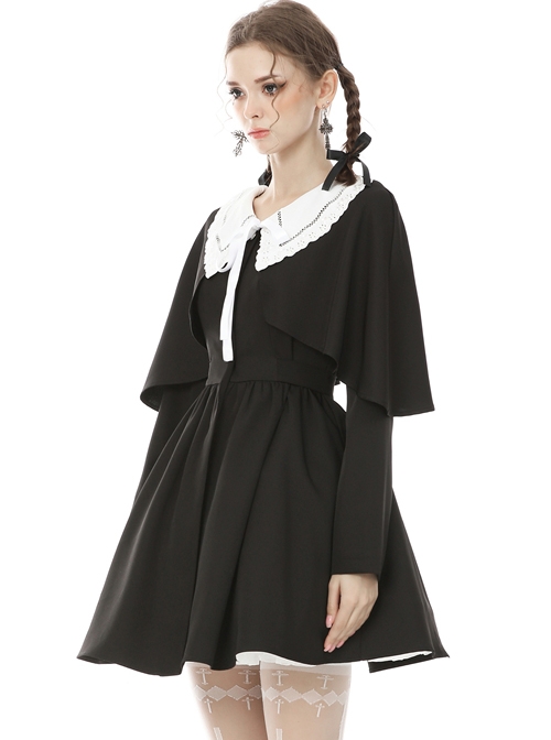 Nuns Prayer Style Gothic Long Sleeve Fake Two Pieces Shawl Coat