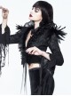 Gothic Black Lace Feather Decoration Slim Deep V-collar Irregular Cuff Jacket
