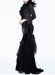 Gothic Black Lace Feather Decoration Slim Deep V-collar Irregular Cuff Jacket