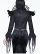 Gothic Black Lace Feather Decoration Slim Deep V-collar Irregular Cuff Jacket