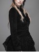 Gothic Black Lapel Slim Rose Decoration Lace Phoenix-tail Stitching Jacket