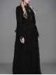 Gothic Black Lapel Slim Rose Decoration Lace Phoenix-tail Stitching Jacket