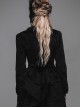Gothic Black Lapel Slim Rose Decoration Lace Phoenix-tail Stitching Jacket