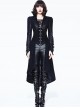 Halloween Gothic Black Handsome Stand Collar False Two Pieces Slim Long Hem Windbreaker