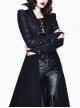 Halloween Gothic Black Handsome Stand Collar False Two Pieces Slim Long Hem Windbreaker