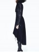 Halloween Gothic Black Handsome Stand Collar False Two Pieces Slim Long Hem Windbreaker