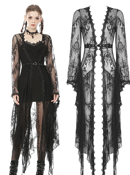 Gothic Sexy Black Lace Daily Home Elegant Long Outer Clothing