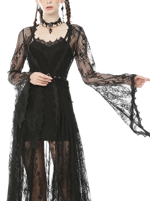 Gothic Sexy Black Lace Daily Home Elegant Long Outer Clothing