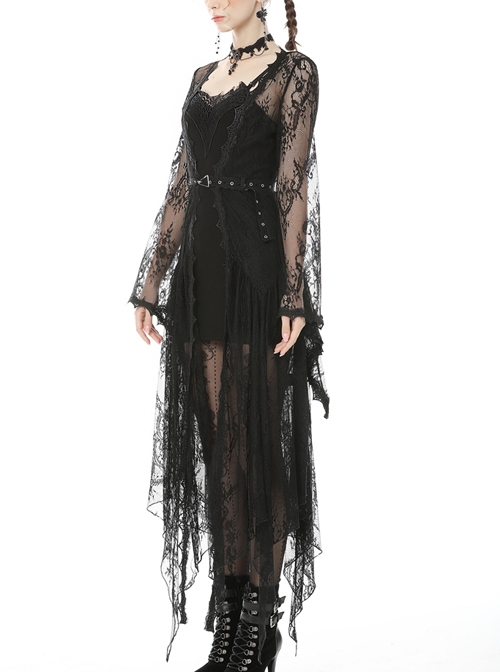 Gothic Sexy Black Lace Daily Home Elegant Long Outer Clothing