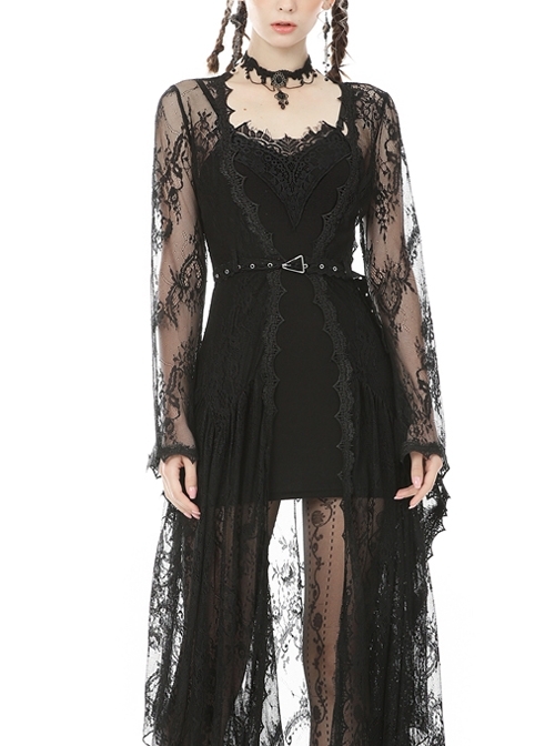 Gothic Sexy Black Lace Daily Home Elegant Long Outer Clothing