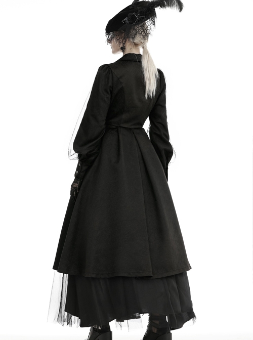Black Lapel Open Front Gothic Long Cardigan Coat