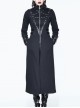 Halloween Gothic Black Metallic Skull Rivet Decorative Slim Hooded Long Windbreaker