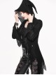 Gothic Black Thin Knit Sweater Slim Hooded Irregular Hem Jacket