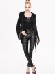 Gothic Black Thin Knit Sweater Slim Hooded Irregular Hem Jacket