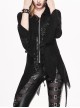 Gothic Black Thin Knit Sweater Slim Hooded Irregular Hem Jacket