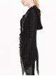 Gothic Black Thin Knit Sweater Slim Hooded Irregular Hem Jacket