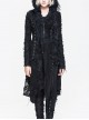 Gothic Black Tassel Long Irregular Hem Long Sleeve Hooded Thin Coat