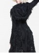 Gothic Black Tassel Long Irregular Hem Long Sleeve Hooded Thin Coat