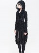Gothic Black Tassel Long Irregular Hem Long Sleeve Hooded Thin Coat