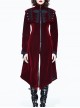 Gothic High Collar Black And Red Medium Length Autumn Winter Windbreaker