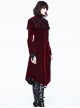 Gothic High Collar Black And Red Medium Length Autumn Winter Windbreaker