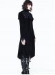 Gothic High Collar Black And Red Medium Length Autumn Winter Windbreaker