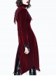 Gothic High Collar Black And Red Medium Length Autumn Winter Windbreaker
