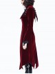 Gothic High Collar Black And Red Medium Length Autumn Winter Windbreaker