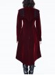 Gothic High Collar Black And Red Medium Length Autumn Winter Windbreaker
